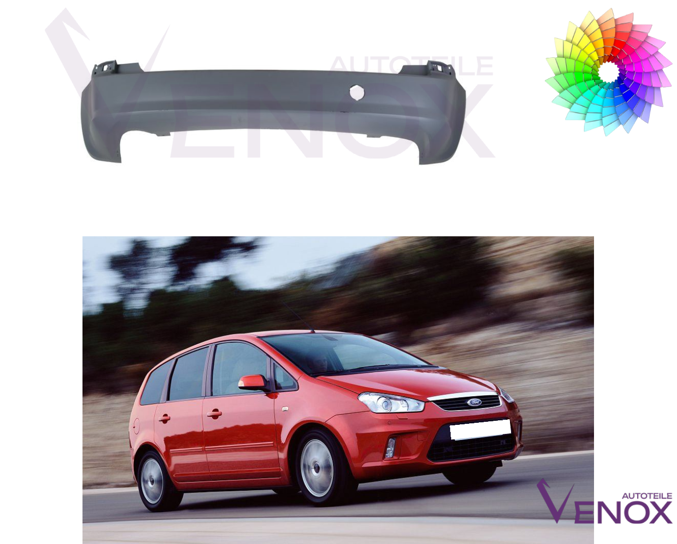 Zderzak Tylny Ford C-Max 07-10 Każdy Kolor - obrazek 2
