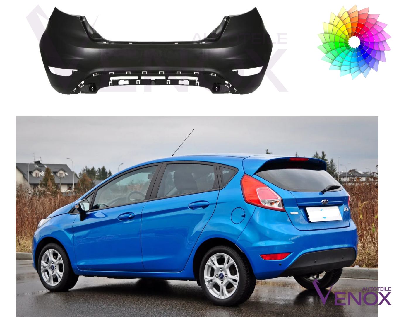 Zderzak Tył Ford Fiesta Mk 7 2013-2017 Każdy Kolor - obrazek 2