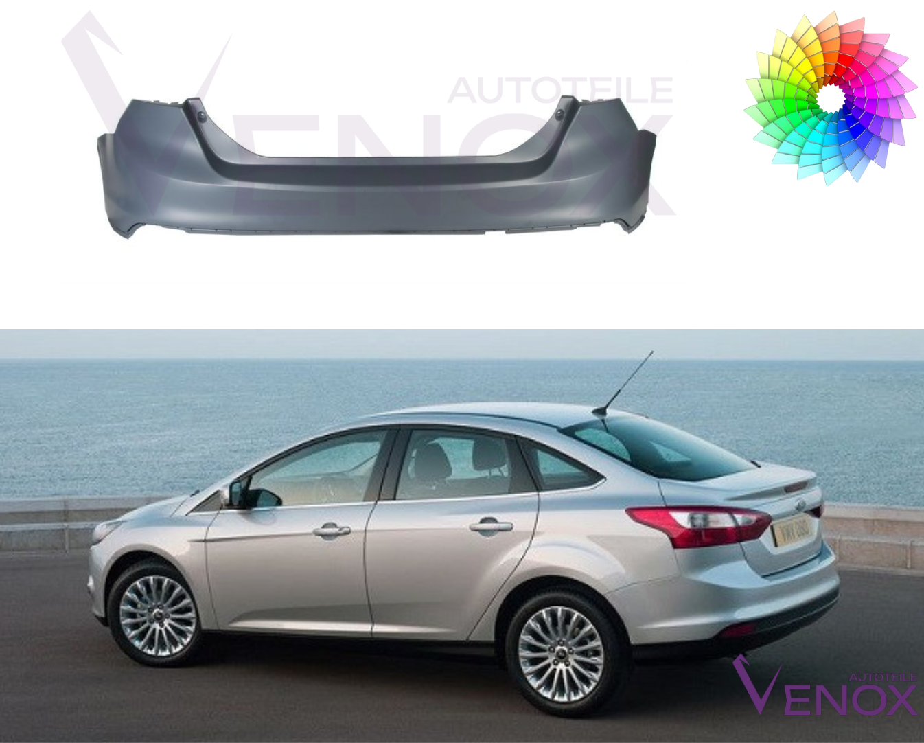 Zderzak Tył Ford Focus Mk3 2010-2014 Sdn Każdy Kolor - obrazek 2