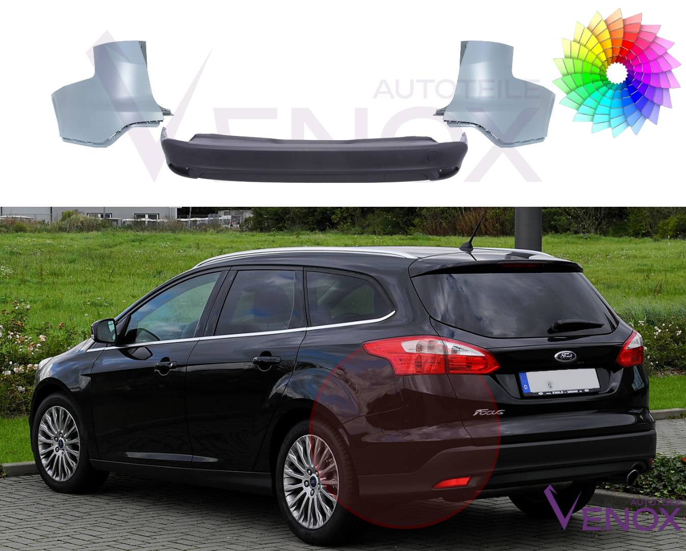 Zderzak Tył Ford Focus Mk3 2010-2014 Kombi Każdy Kolor - obrazek 2