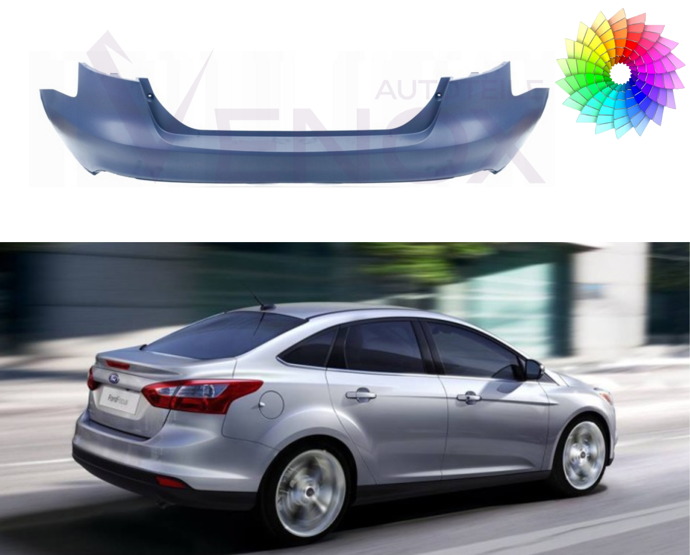 Zderzak Tył Ford Focus Mk3 2014-2018 Sdn PDC Każdy Kolor - obrazek 2