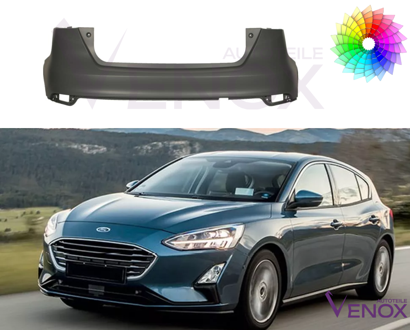 Zderzak Tył Ford Focus Mk4 Od 2018 HB PDC Każdy Kolor - obrazek 2