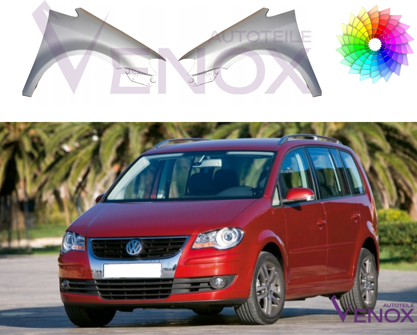 Błotnik Prawy Vw Touran 1T 06-10 Każdy Kolor - obrazek 2
