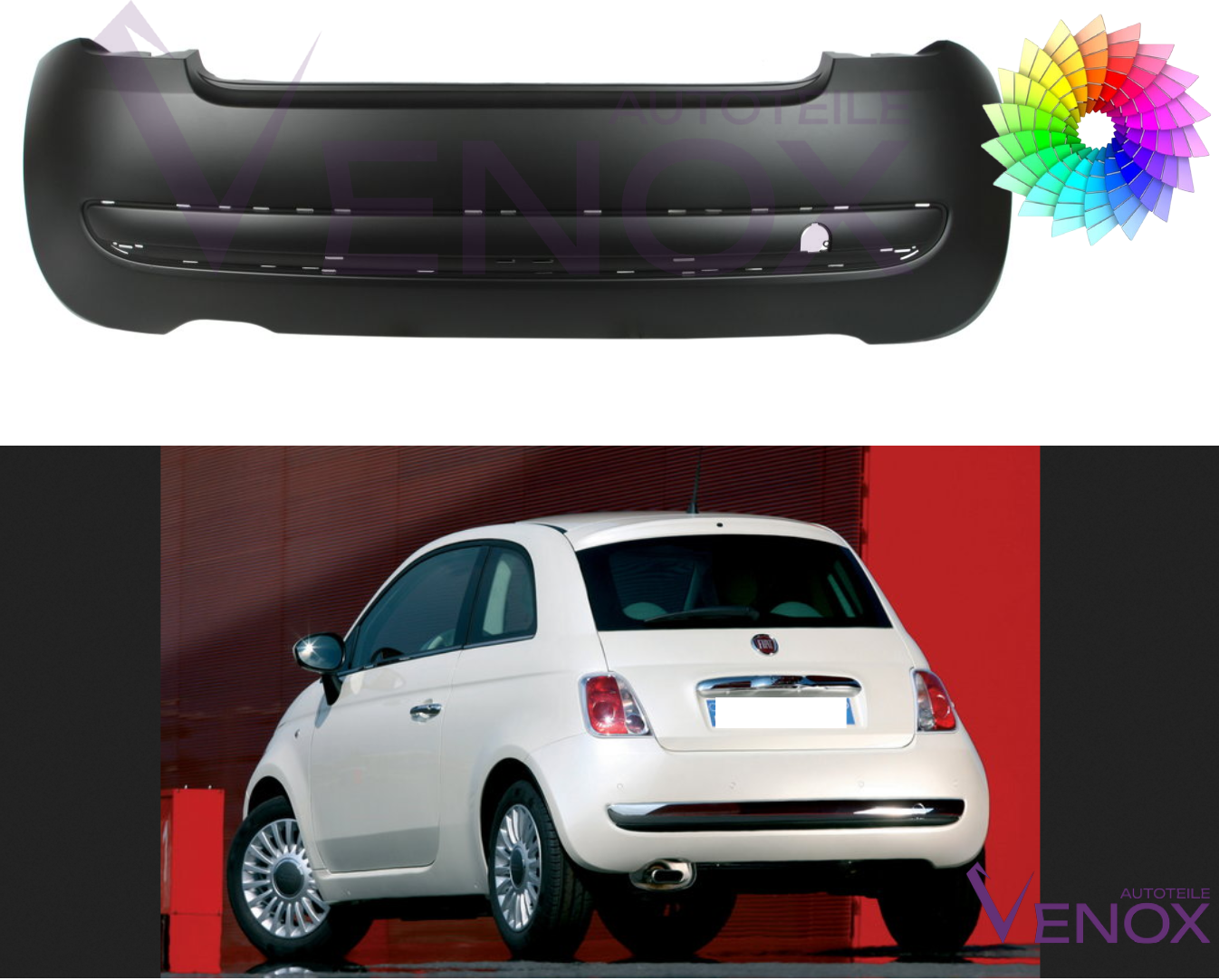 Zderzak Tył Fiat 500 (312) 07-15 Każdy Kolor - obrazek 2