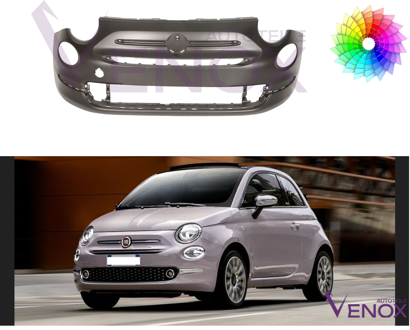 Zderzak Przód Fiat 500 (312) Pop Od 15 Każdy Kolor - obrazek 2