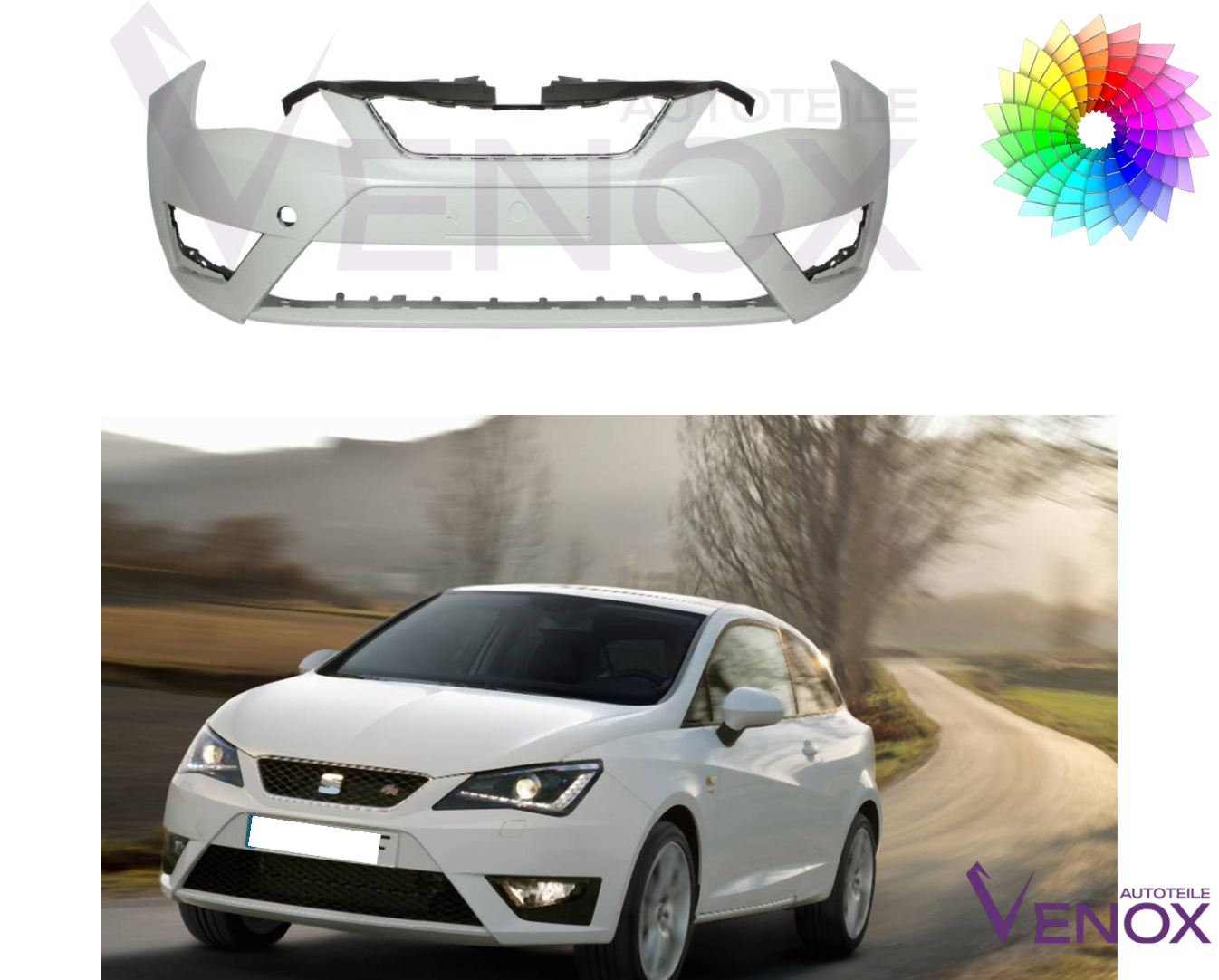 Zderzak Przód Seat Ibiza FR 6J 12-16 +- PDC Każdy Kolor - obrazek 2