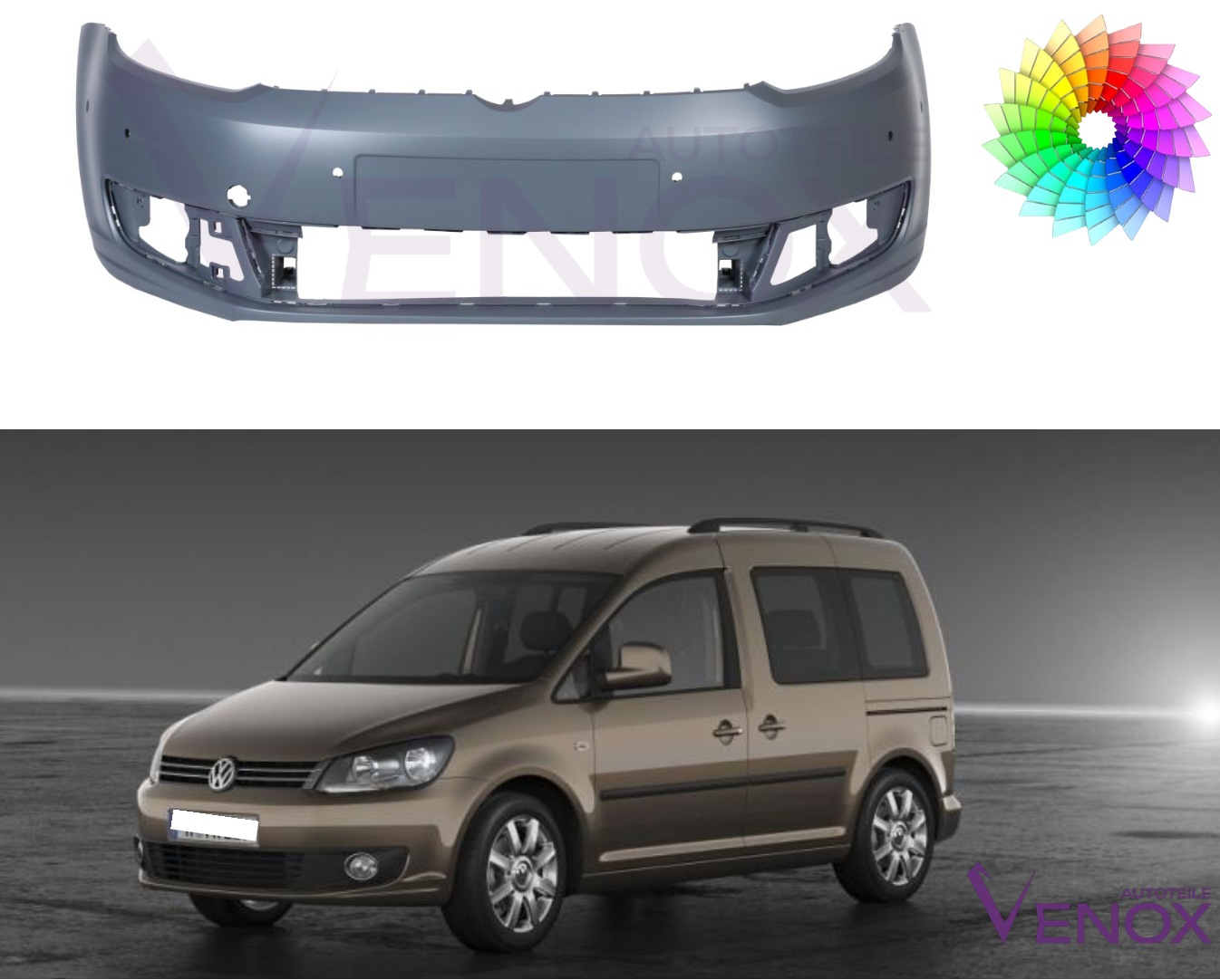 Zderzak Przód VW Caddy 10-15 6 PDC Każdy Kolor - obrazek 2
