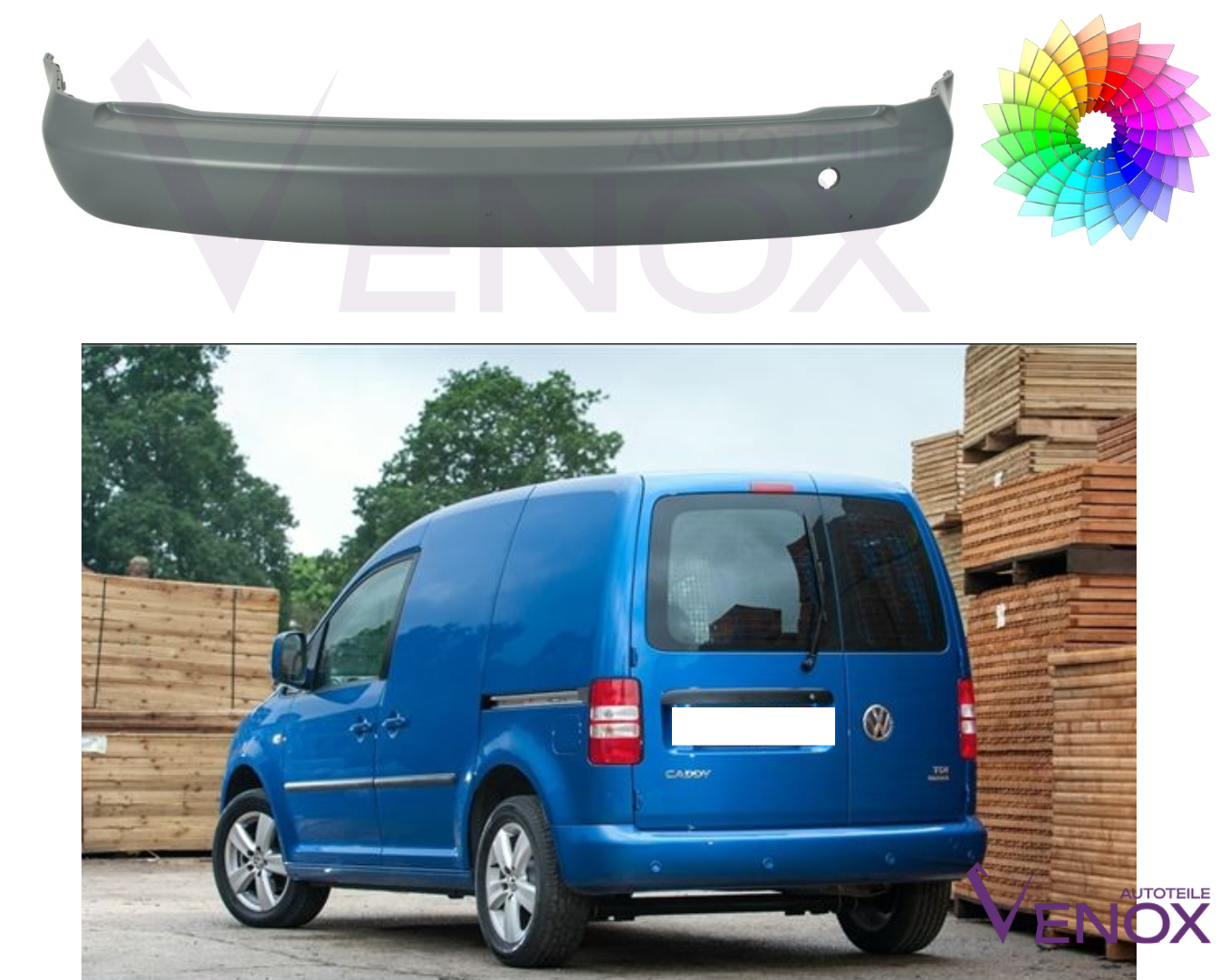 Zderzak Tył VW Caddy 10-15 Każdy Kolor - obrazek 2