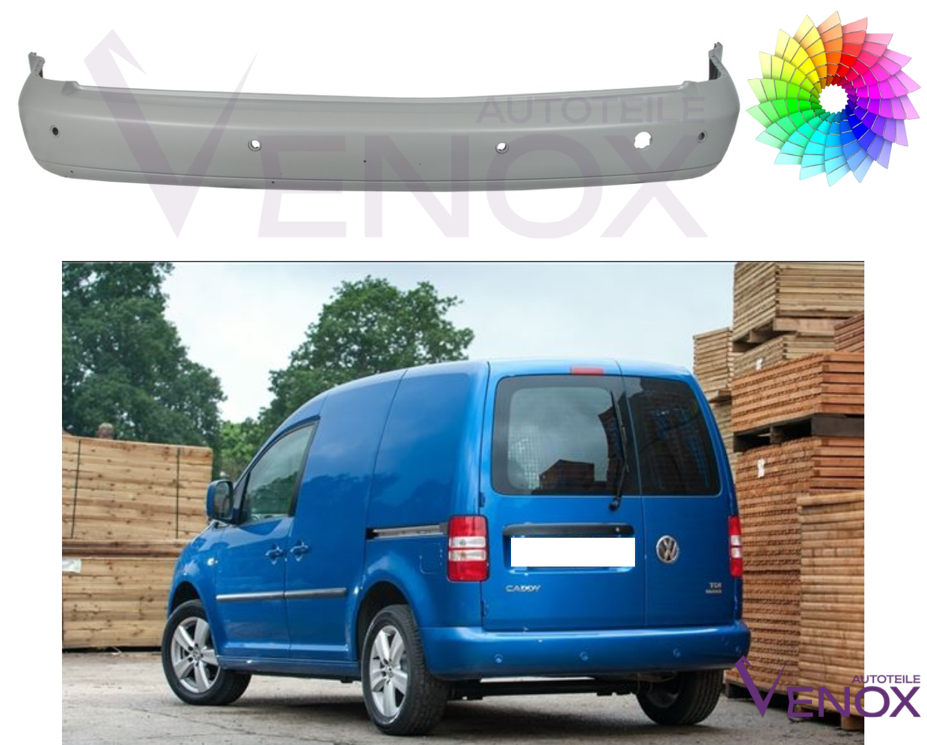 Zderzak Tył VW Caddy 10-15 6 PDC Każdy Kolor - obrazek 2