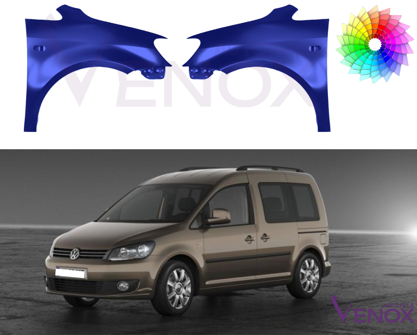 Błotnik Prawy VW Caddy 10-15 Każdy Kolor - obrazek 2