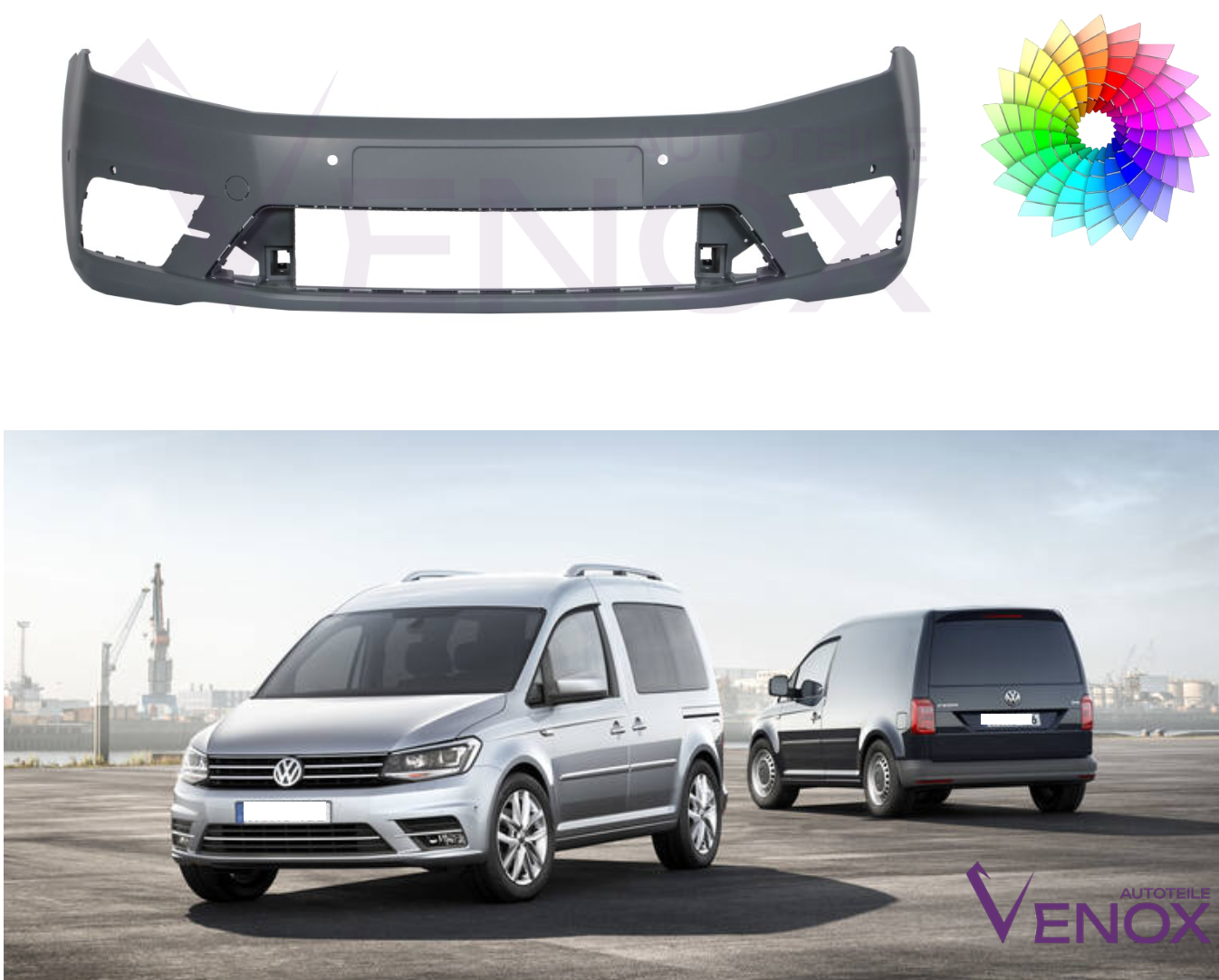 Zderzak Przód VW Caddy Od 2015 PDC Każdy Kolor - obrazek 2
