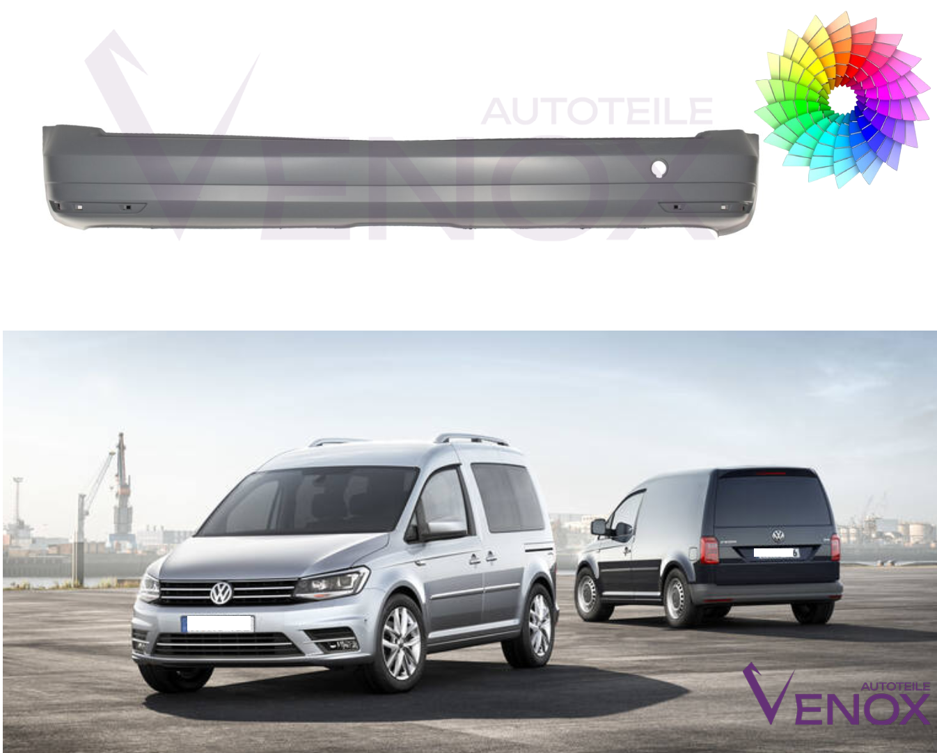 Zderzak Tył krótki VW Caddy Od 2015 Każdy Kolor - obrazek 2