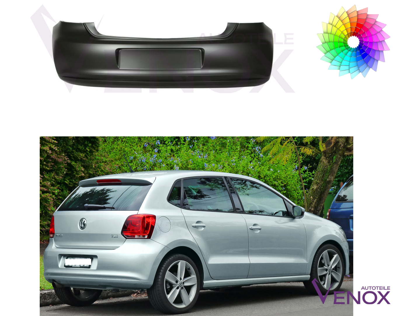 Zderzak Tył VW Polo 6R 2009-2014 Każdy Kolor - obrazek 2