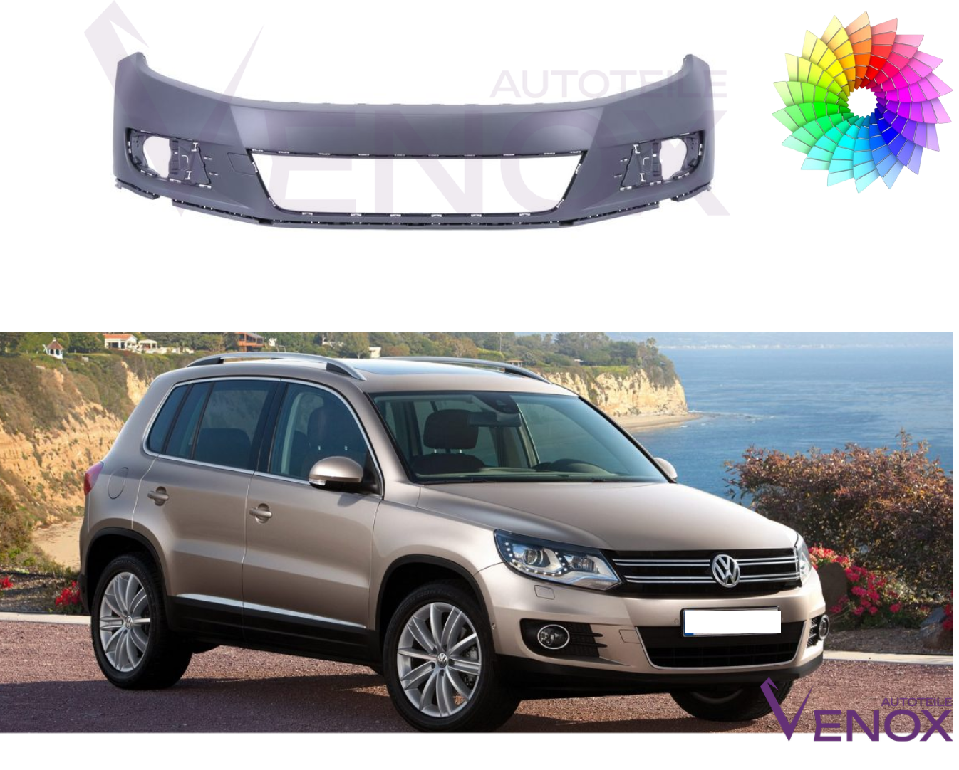 Zderzak Przód VW Tiguan 2011-2016 Każdy Kolor - obrazek 2