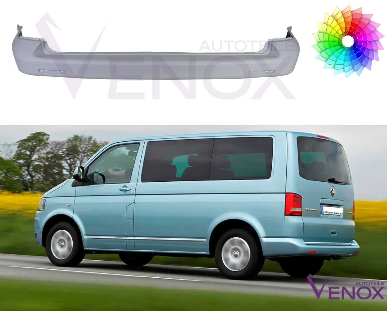 Zderzak Tył VW T5 CARAVELLE MULTIVAN 13-15 Każdy Kolor - obrazek 2