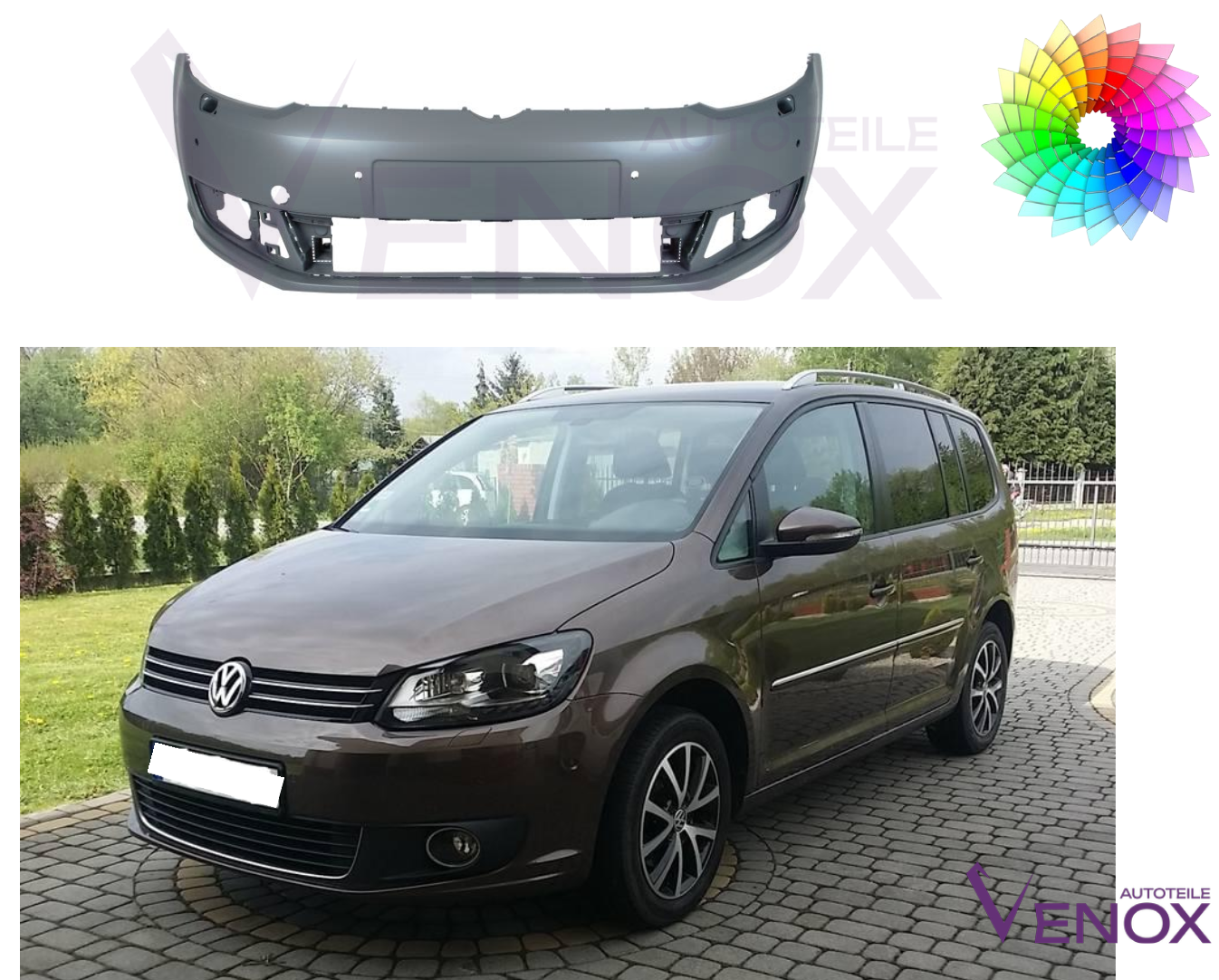 Zderzak Przód VW Touran 1T3 2010-2015 SR 6 PDC Każdy Kolor - obrazek 2
