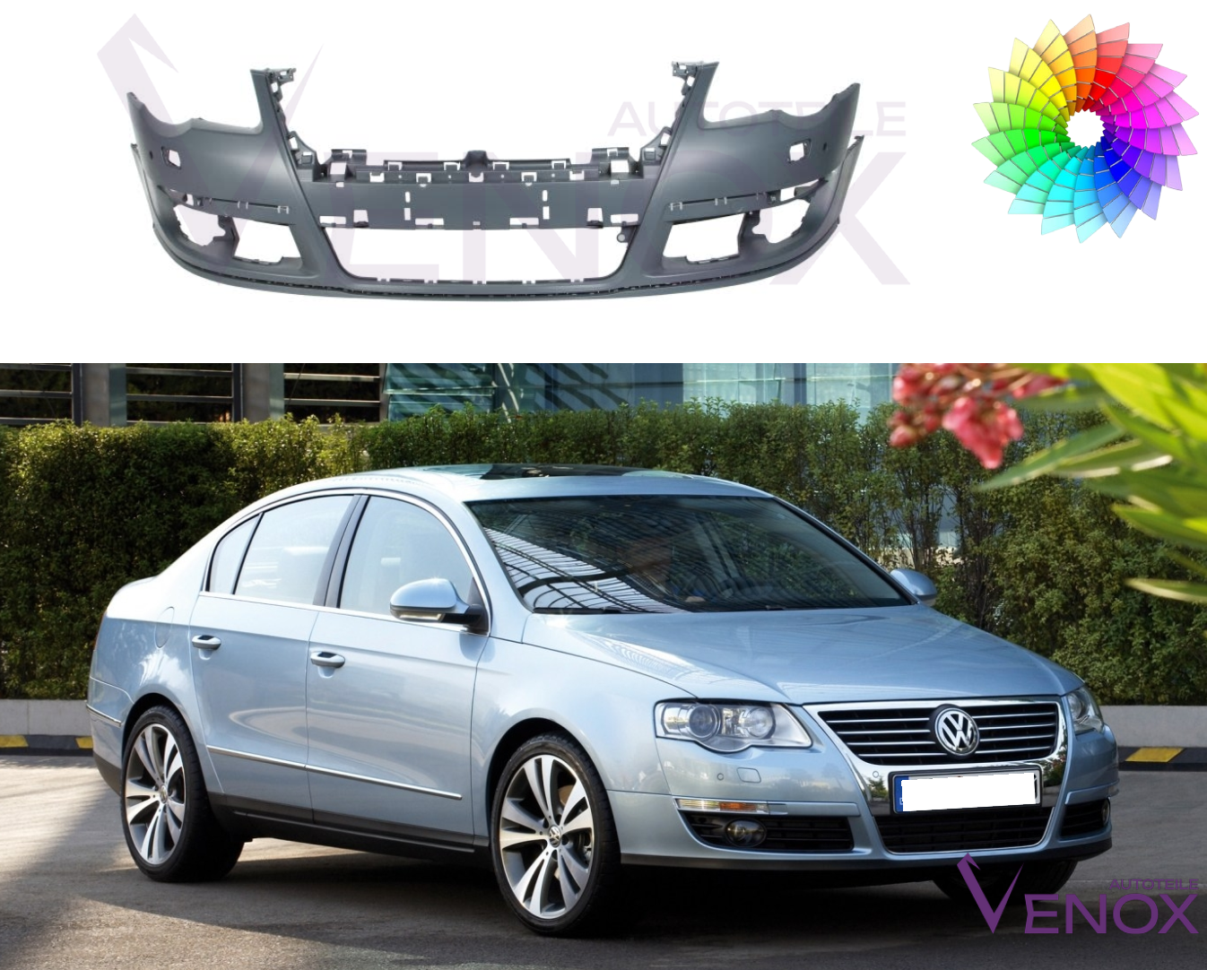 Zderzak Przód VW Passat B6 2005-2010 SR PDC Każdy Kolor - obrazek 2