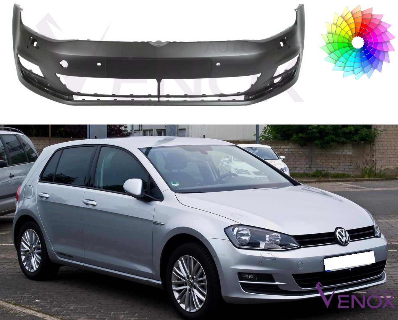 Zderzak Przód VW Golf 7 2012-2017 6xPDC SR Każdy Kolor - obrazek 2
