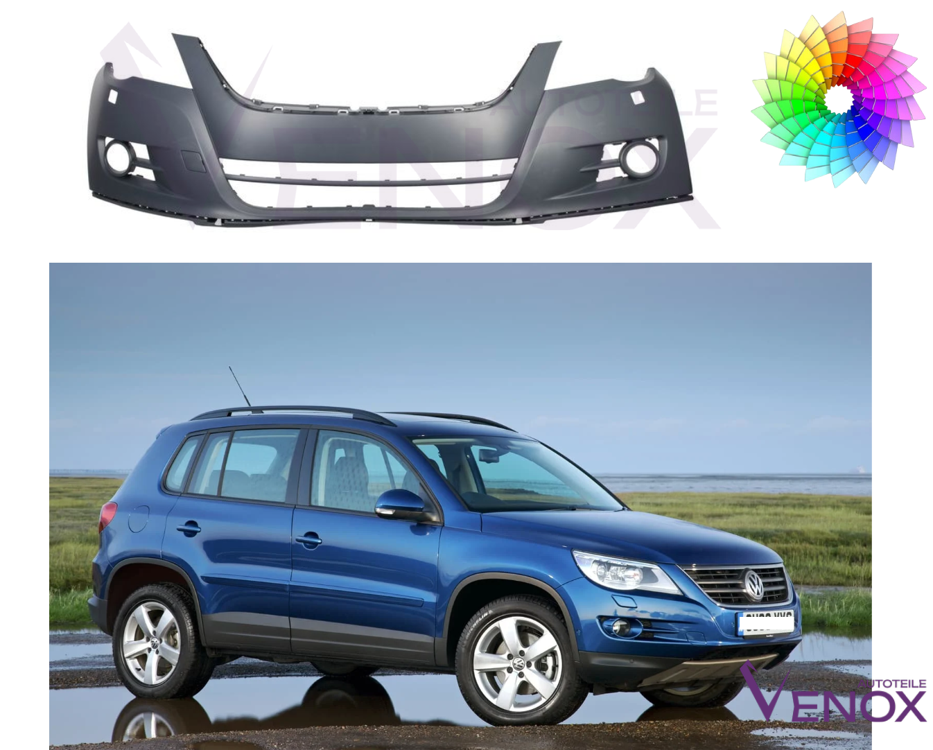 Zderzak Przód VW Tiguan 2007-2011 SR Każdy Kolor - obrazek 2