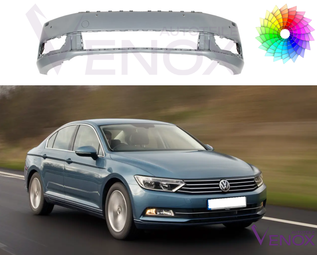 Zderzak Przód VW Passat B7 2010-2015 SR 4xPDC Każdy Kolor - obrazek 2
