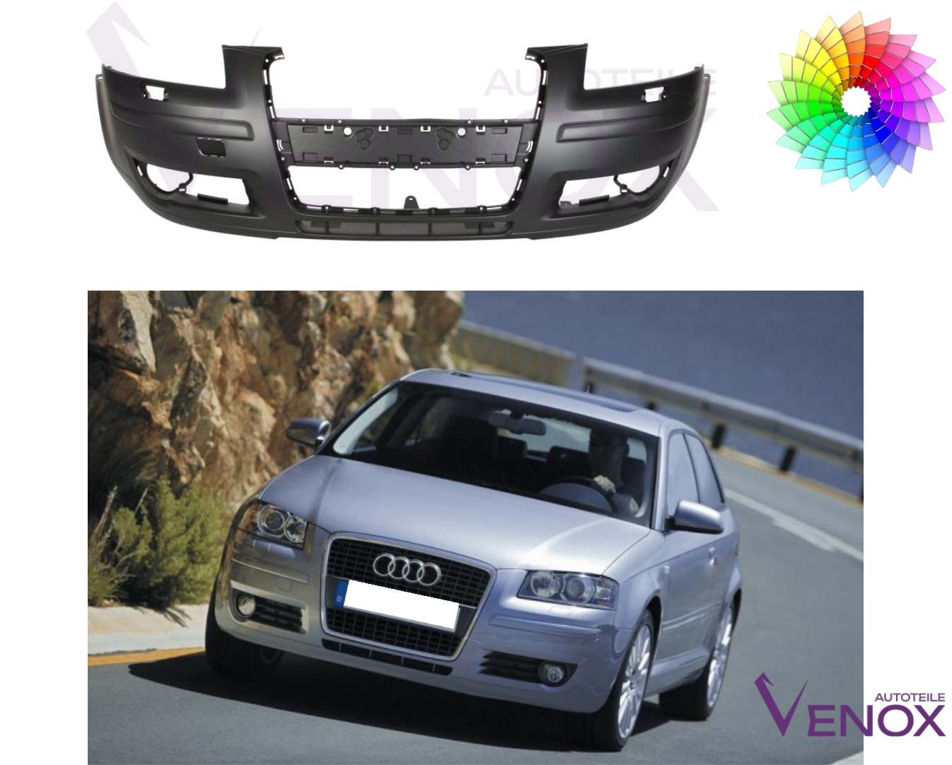 Zderzak Przód Audi A3 8P 2003-2008 SR Każdy Kolor - obrazek 2
