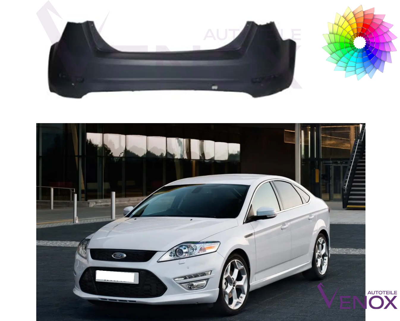 Zderzak Tył Ford Mondeo MK4 2010-2015 PDC Każdy Kolor - obrazek 2
