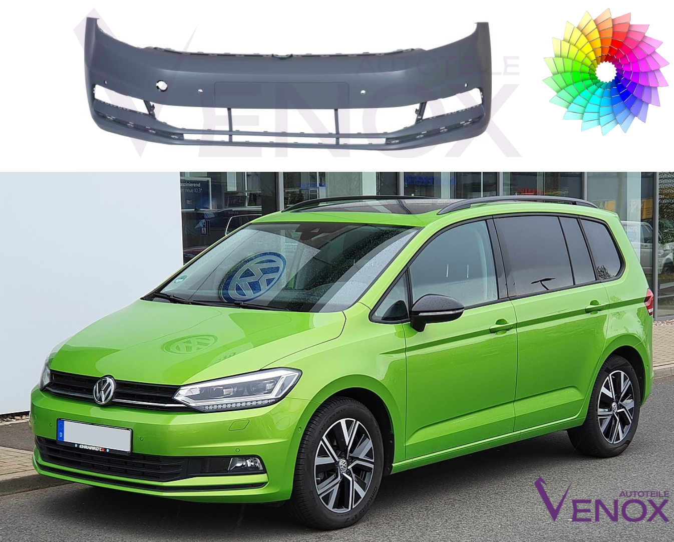 Zderzak Przód VW Touran 5T Od 2015 4xPDC Każdy Kolor - obrazek 2