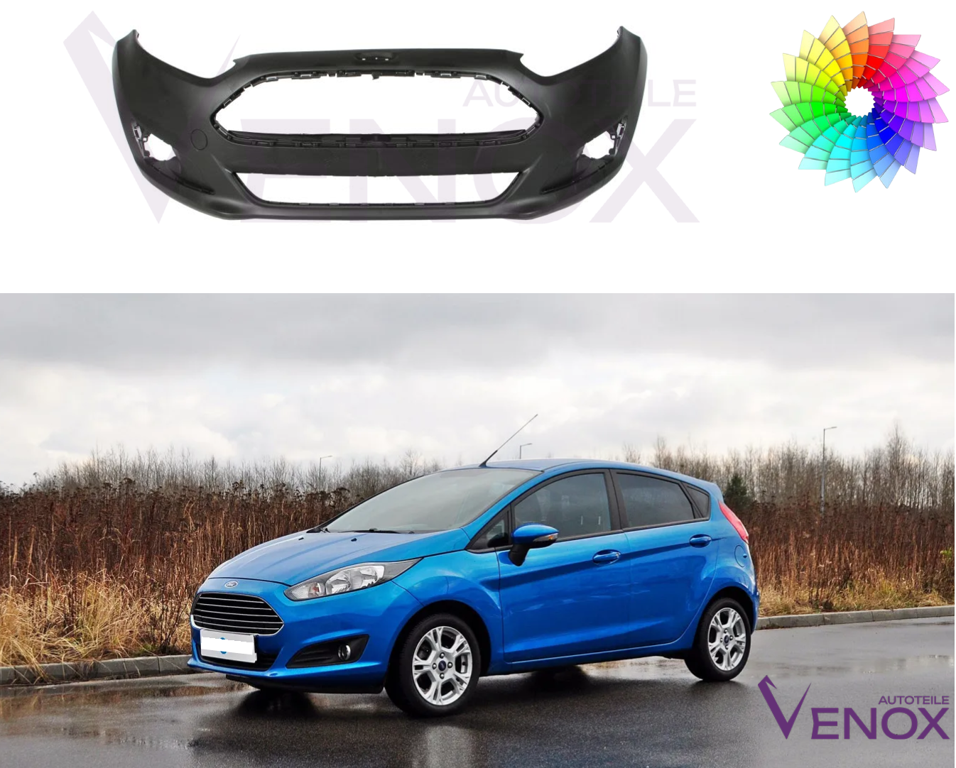 Zderzak Przód Ford Fiesta Mk 7 2013-2017 Każdy Kolor - obrazek 2
