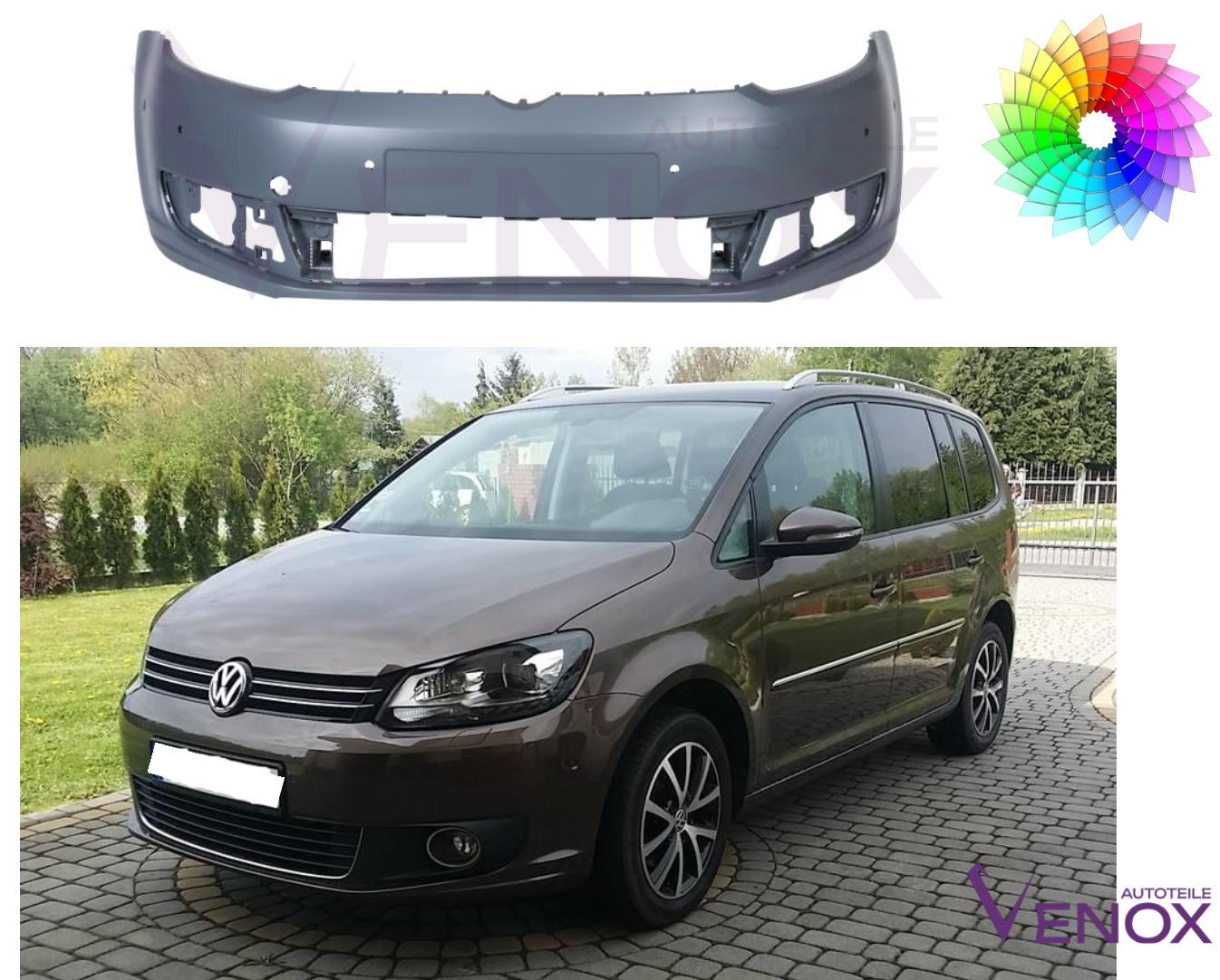 Zderzak Przód VW Touran 1T3 2010-2015 6 xPDC Każdy Kolor - obrazek 2