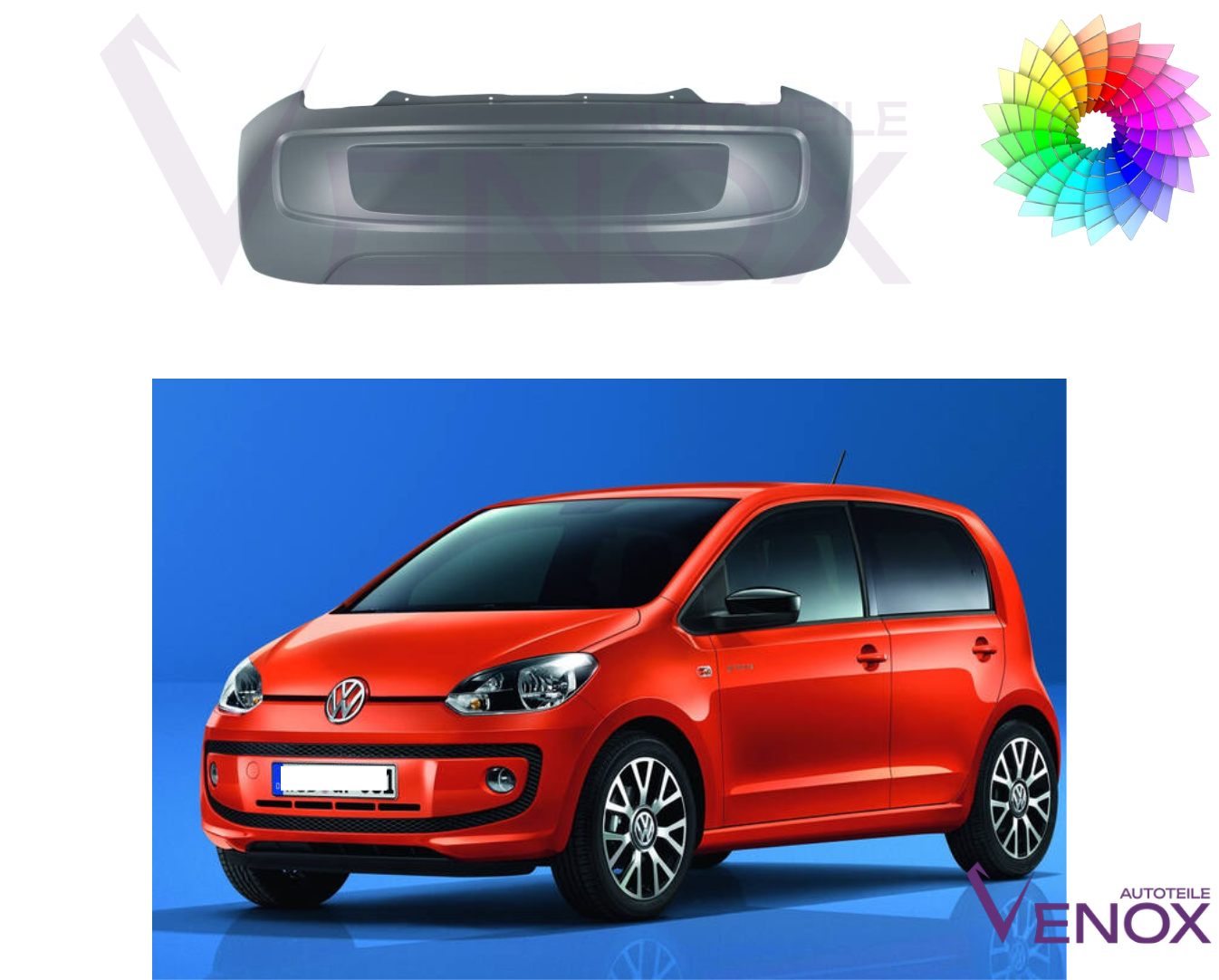 Zderzak Tył Vw UP! 2012-2016 Każdy Kolor - obrazek 2