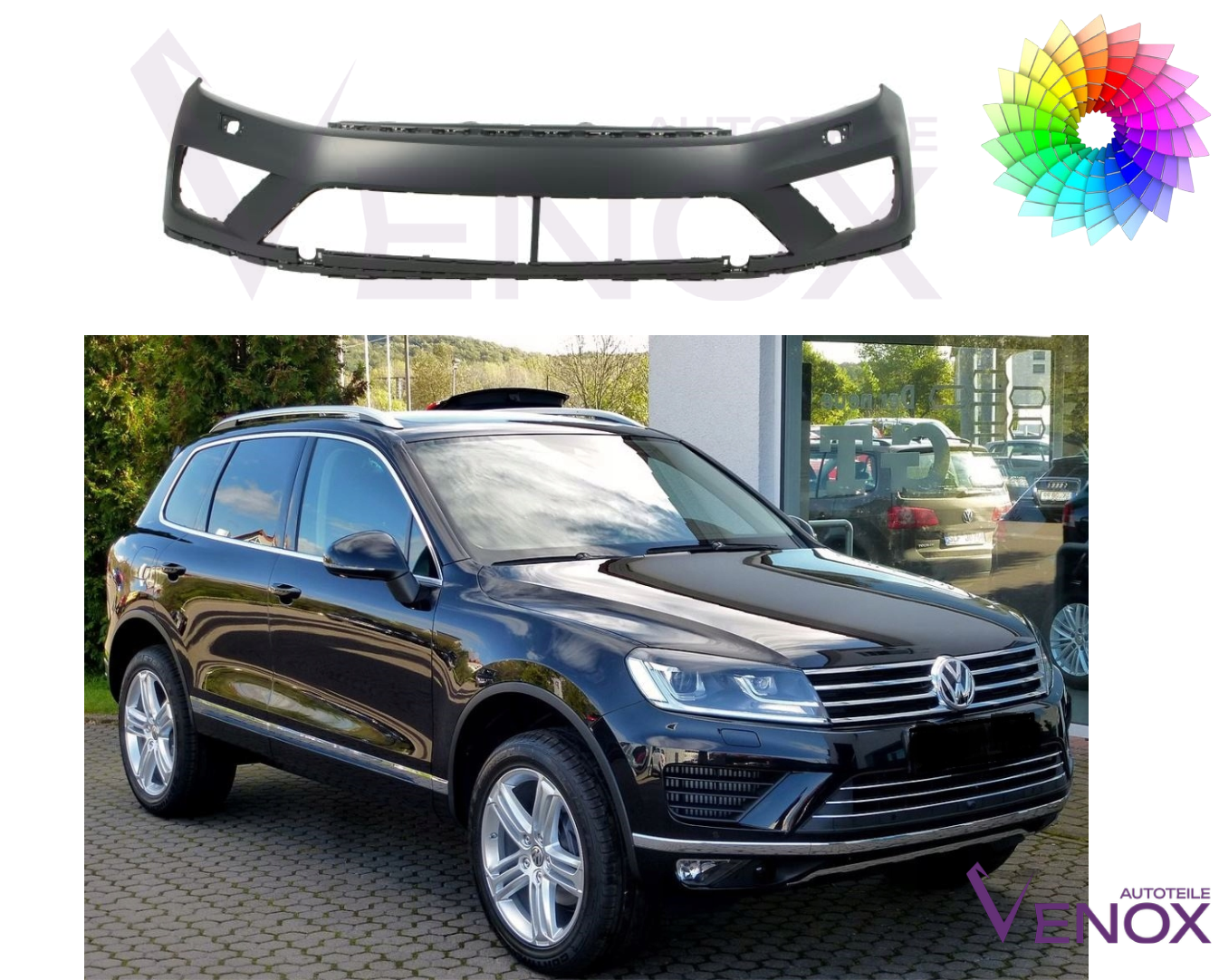 Zderzak Przód VW Touareg 7P 2014-2018 SR PDC Każdy Kolor - obrazek 2