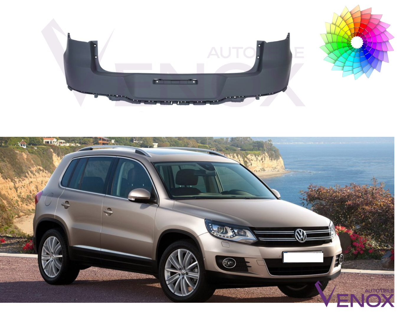 Zderzak Tył Vw Tiguan 2011-2016 Każdy Kolor - obrazek 2