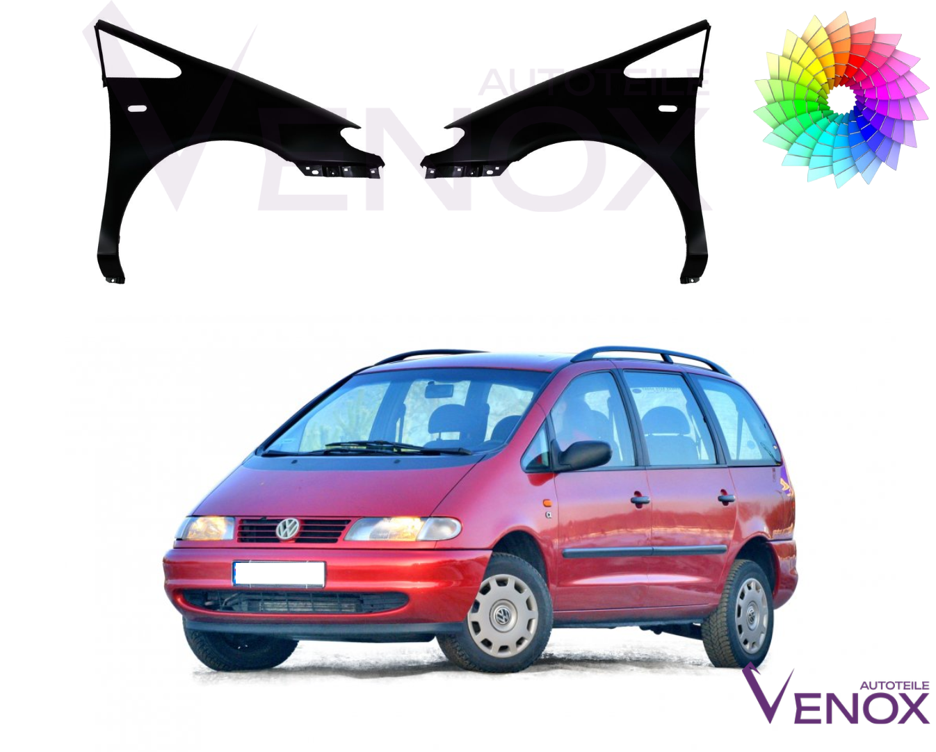 Błotnik Lewy Volkswagen Sharan, Galaxy, Alhambra 7M1 95-00 Każdy Kolor - obrazek 2