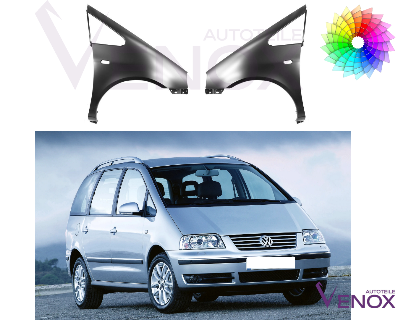 Błotnik Prawy VW Sharan, Alhambra, Galaxy 7M2 00-10 Każdy Kolor - obrazek 2