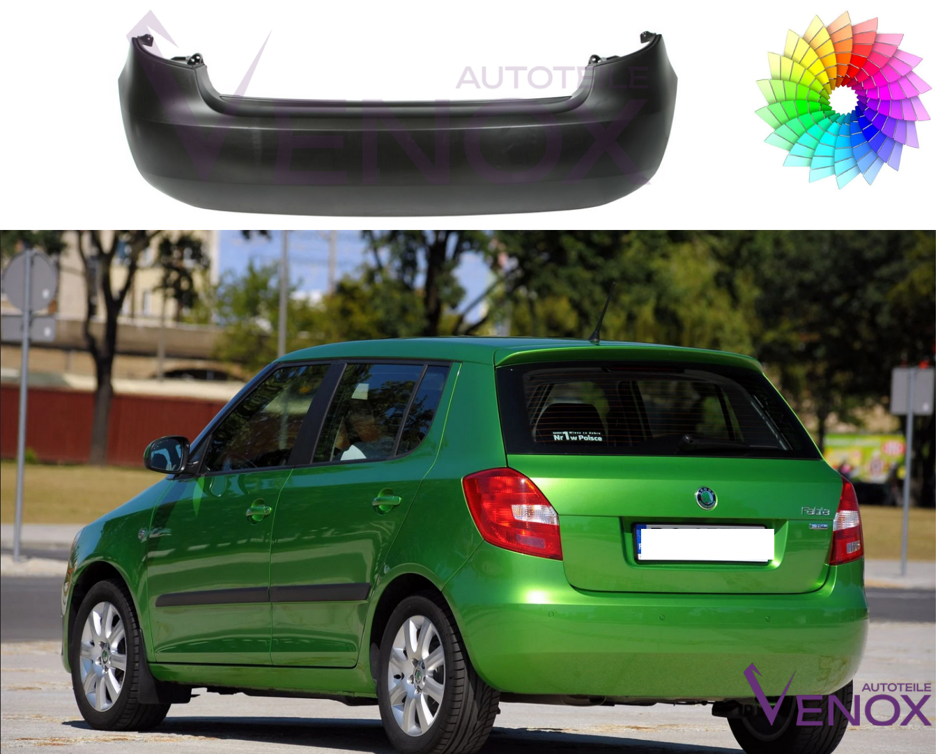 Zderzak Tył Skoda Fabia 5J 2007-2015 Każdy Kolor - obrazek 2