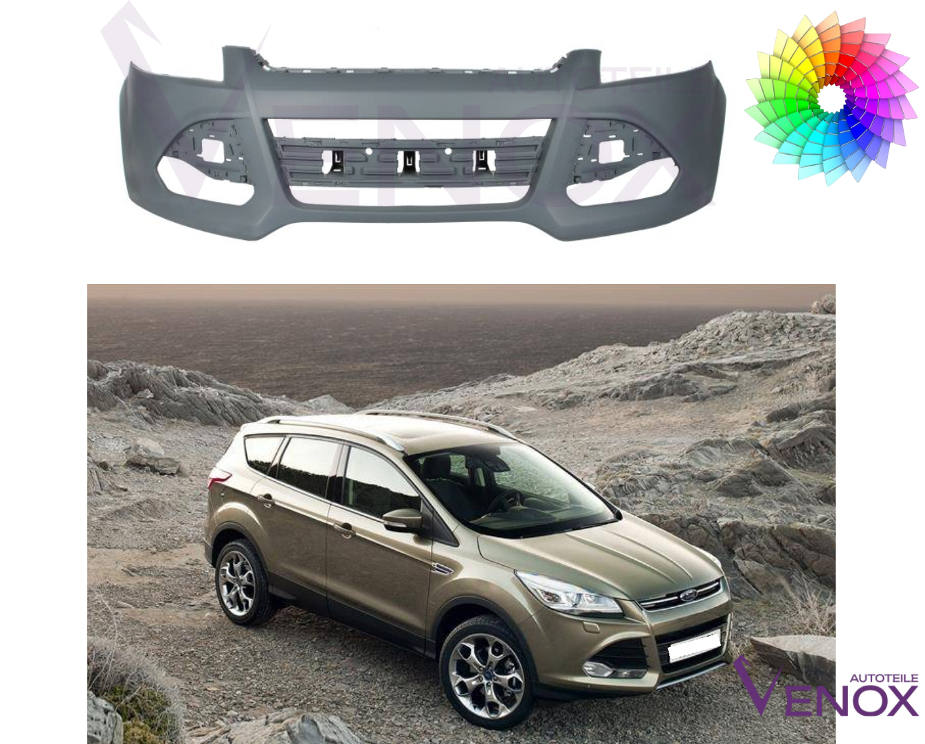 Zderzak Przód Ford Kuga II 13-16 PDC SRKażdy Kolor - obrazek 2