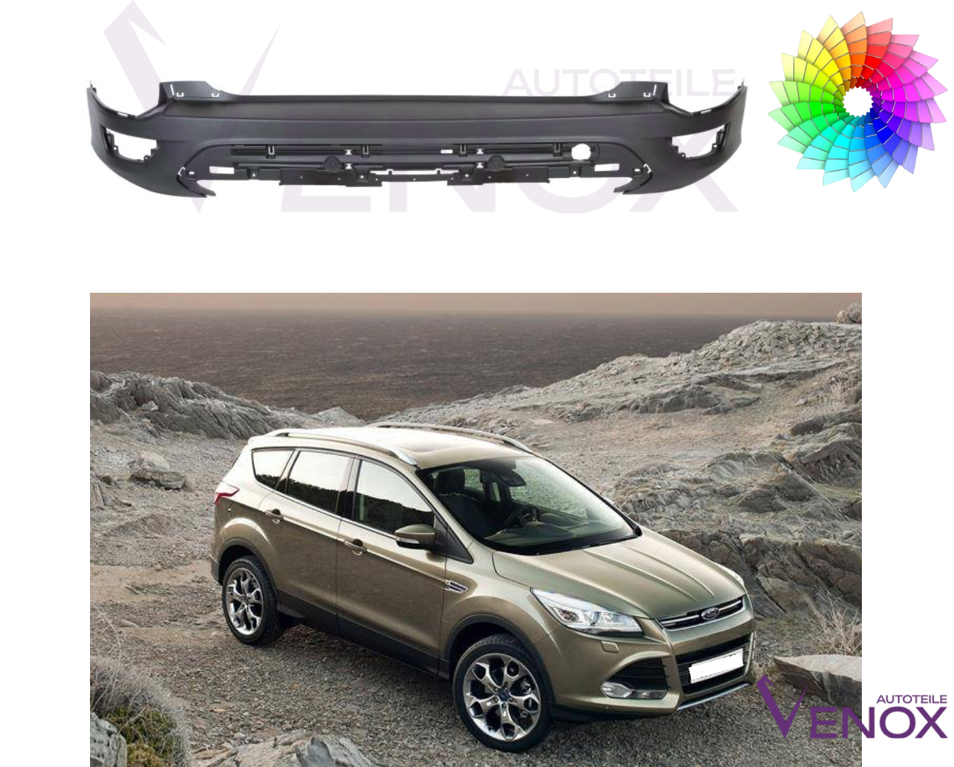 Zderzak Tył Ford Kuga II 13-16 PDC Każdy Kolor - obrazek 2
