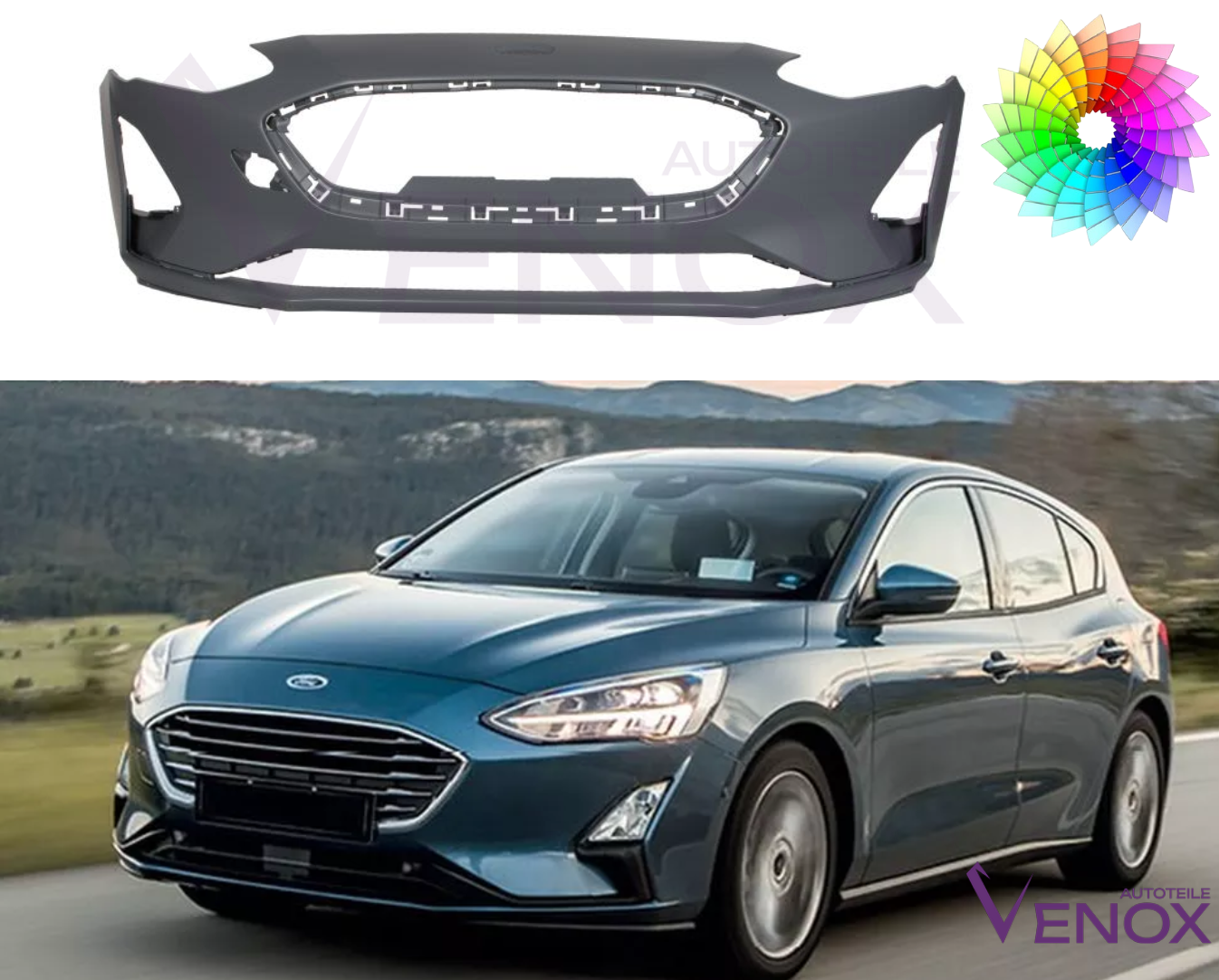 Zderzak Przód Ford Focus Mk4 Od 2018 SR 2xPDC Każdy Kolor - obrazek 2