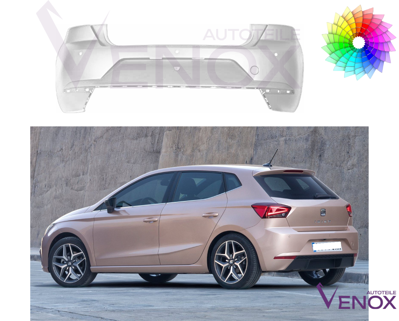 Zderzak Tył Seat Ibiza 6F Od 2017 3xPDC Każdy Kolor - obrazek 2