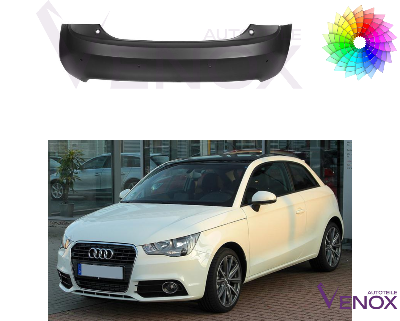 Zderzak Tył Audi A1 8X 10-15 PDC Każdy Kolor - obrazek 2