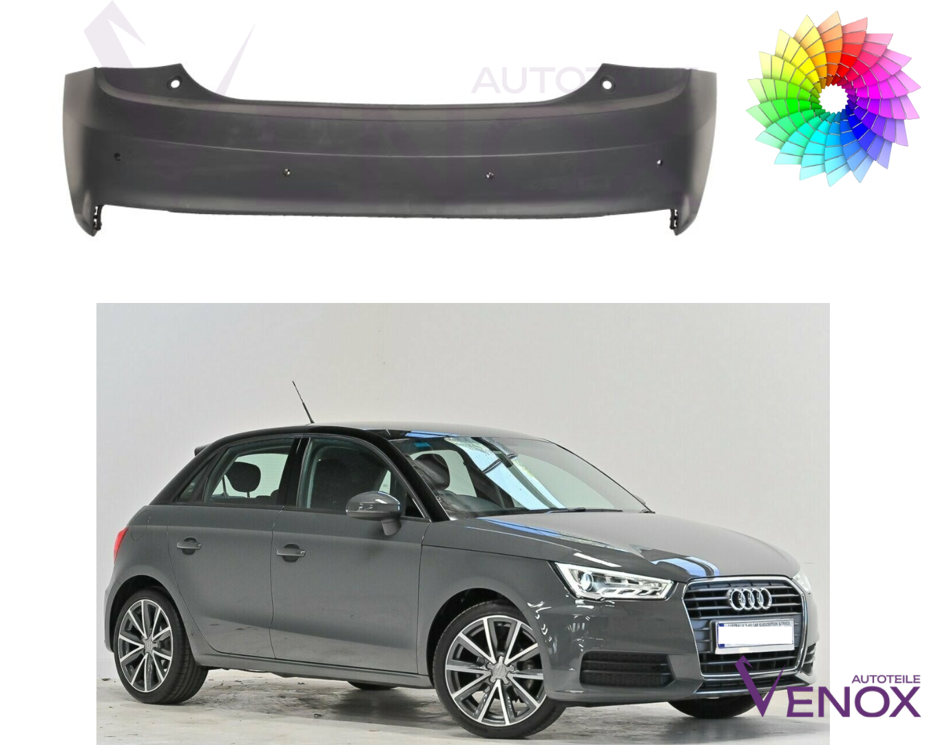 Zderzak Tył Audi A1 8X 15-18 PDC+- Każdy Kolor - obrazek 2