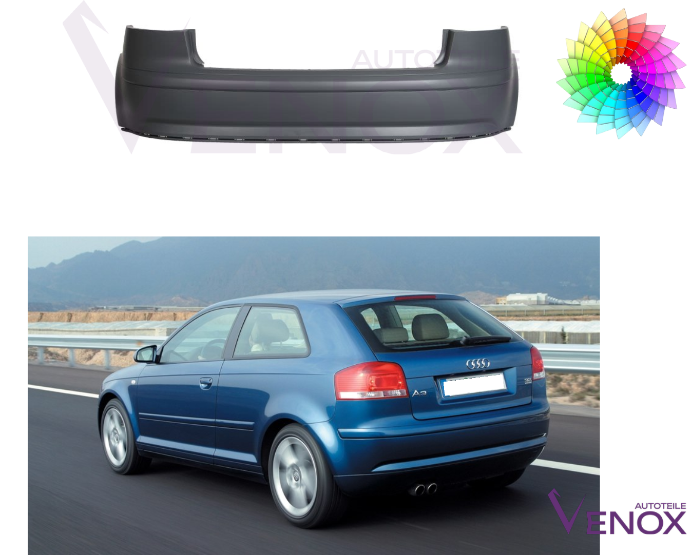 Zderzak Tył Audi A3 8P 03-08 Każdy Kolor - obrazek 2